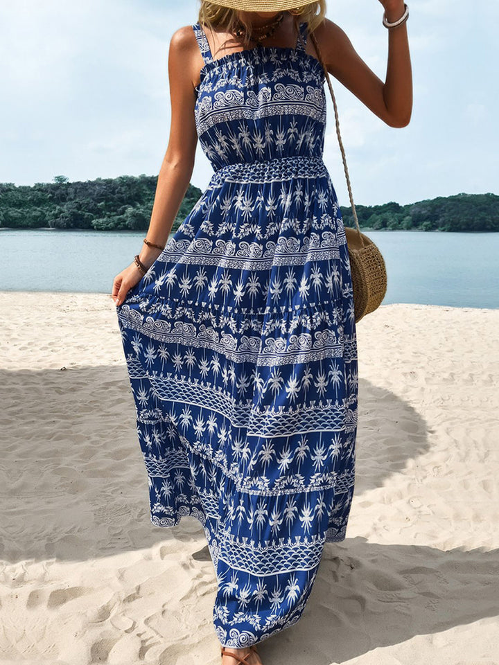 Printed Square Neck Sleeveless Maxi Dress | Trendsi