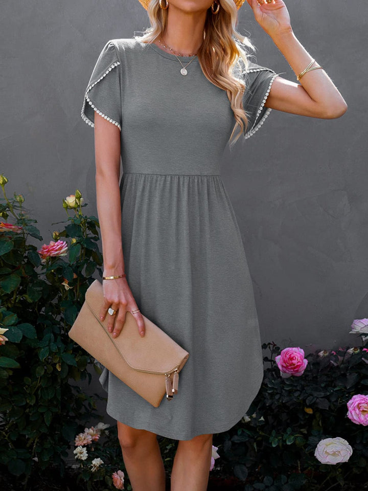 Round Neck Petal Sleeve Dress | Trendsi