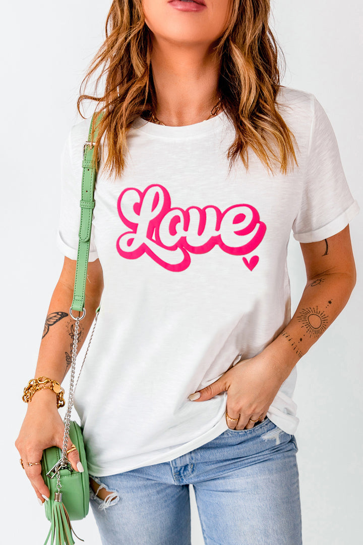 LOVE Round Neck Short Sleeve T-Shirt | Trendsi