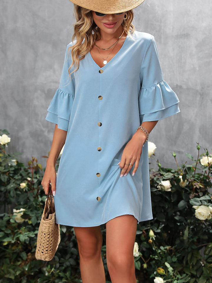 V-Neck Half Sleeve Mini Dress | Trendsi