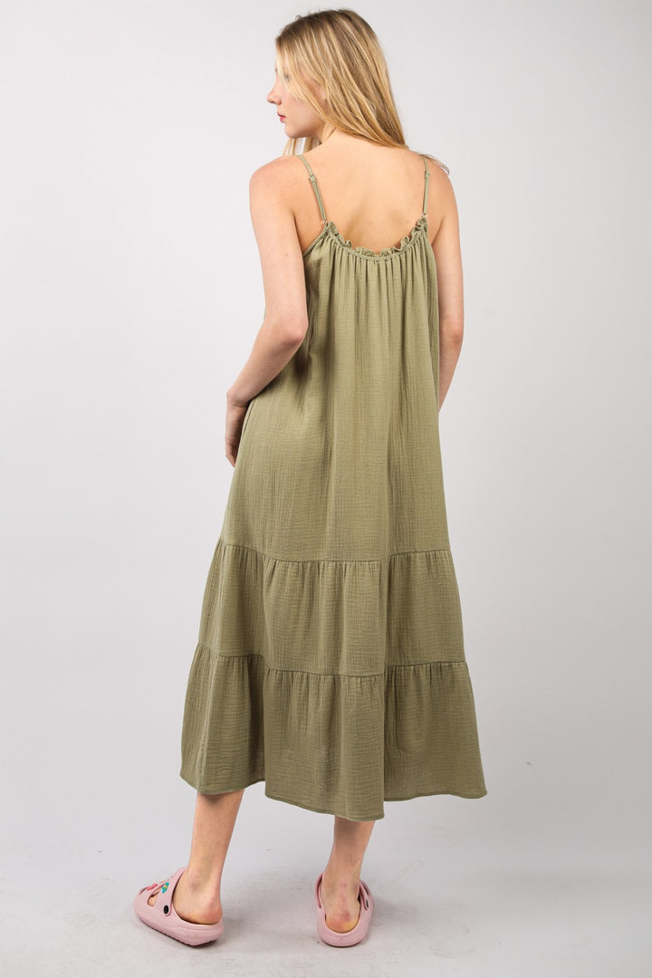 VERY J Ruffled A-Line Midi Cami Dress | Trendsi