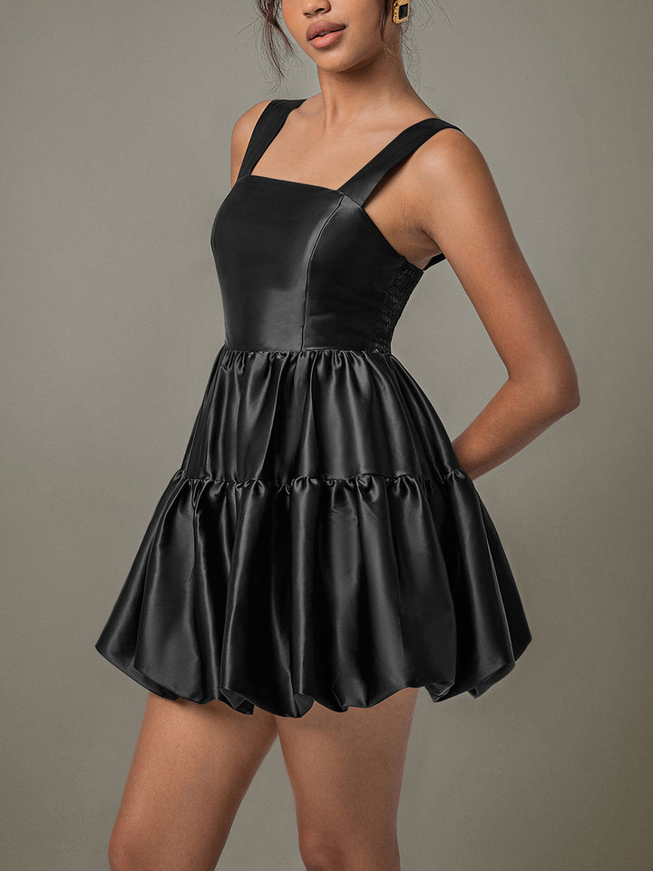 Ruched Square Neck Wide Strap Mini Dress | Trendsi