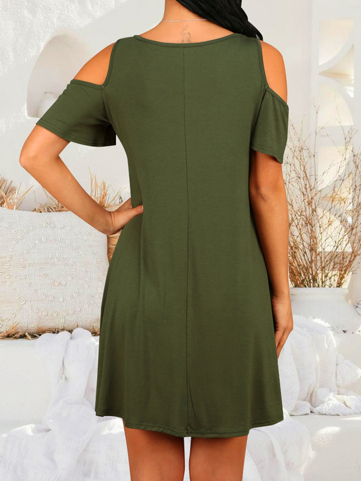 Round Neck Cold Shoulder Short Sleeve Dress | Trendsi