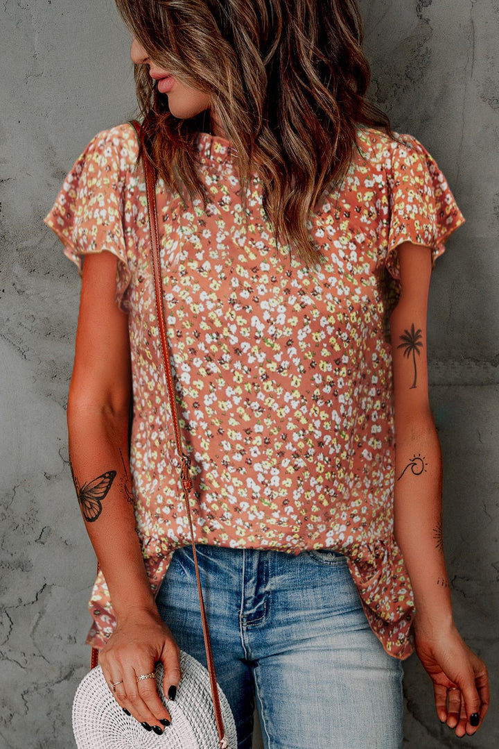 Floral Flutter Sleeve Frill Trim Blouse | Trendsi