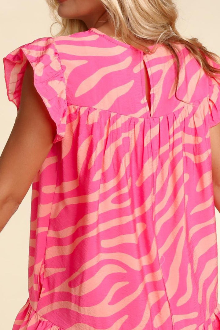 Ruffled Printed Cap Sleeve Mini Dress | Trendsi