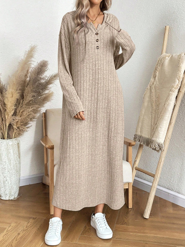 Drawstring Long Sleeve Hooded Dress | Trendsi