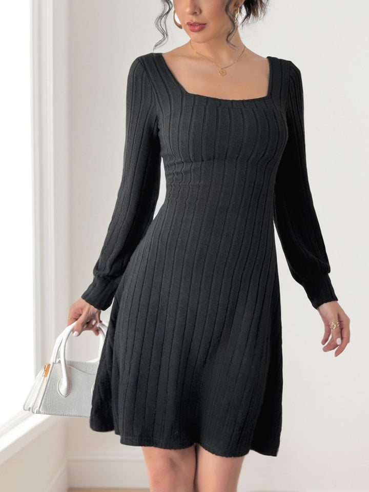 Perfee Butterfly Square Neck Long Sleeve Dress | Trendsi