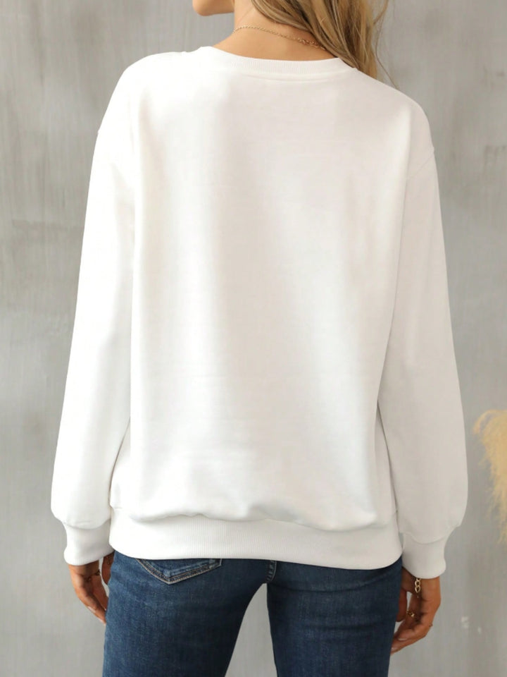 Cat Round Neck Long Sleeve Sweatshirt | Trendsi