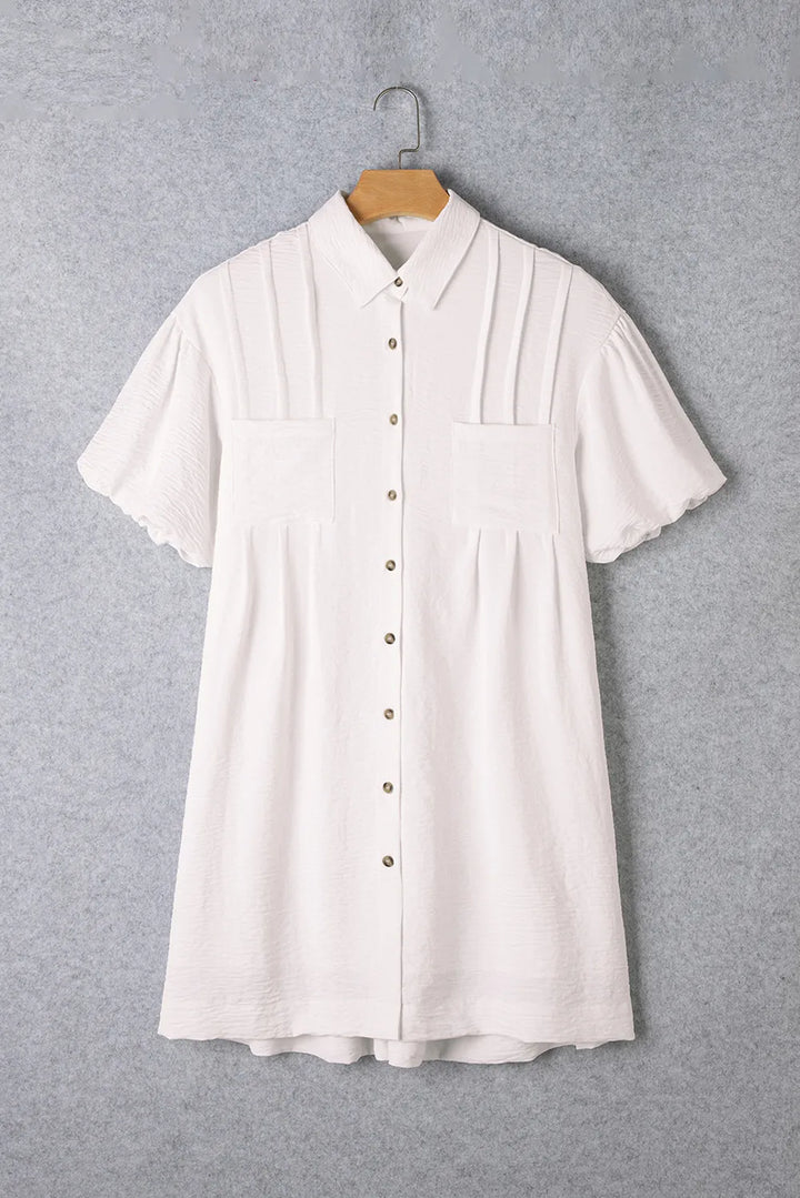 Collared Neck Short Sleeve Mini Dress | Trendsi