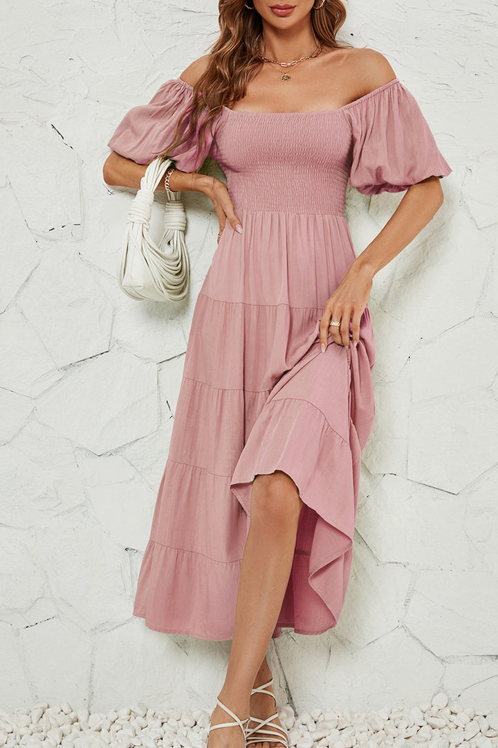 Smocked Square Neck Puff Sleeve Dress | Trendsi