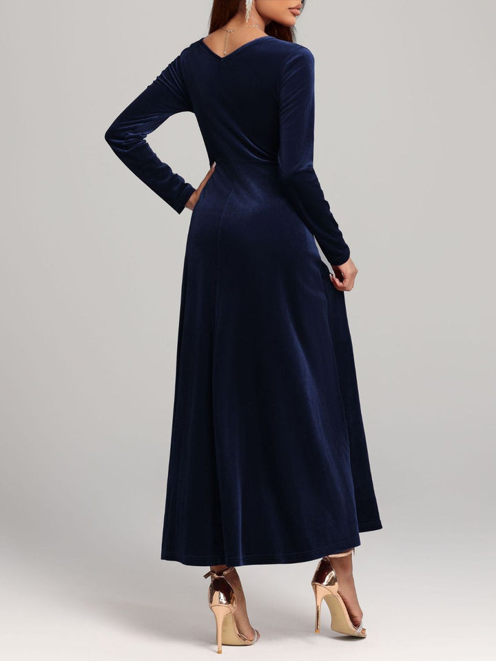 Square Neck Long Sleeve Velvet Dress | Trendsi