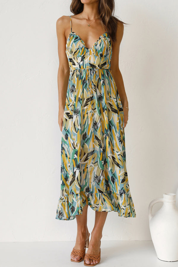 Tied Printed Sleeveless Cami Dress | Trendsi