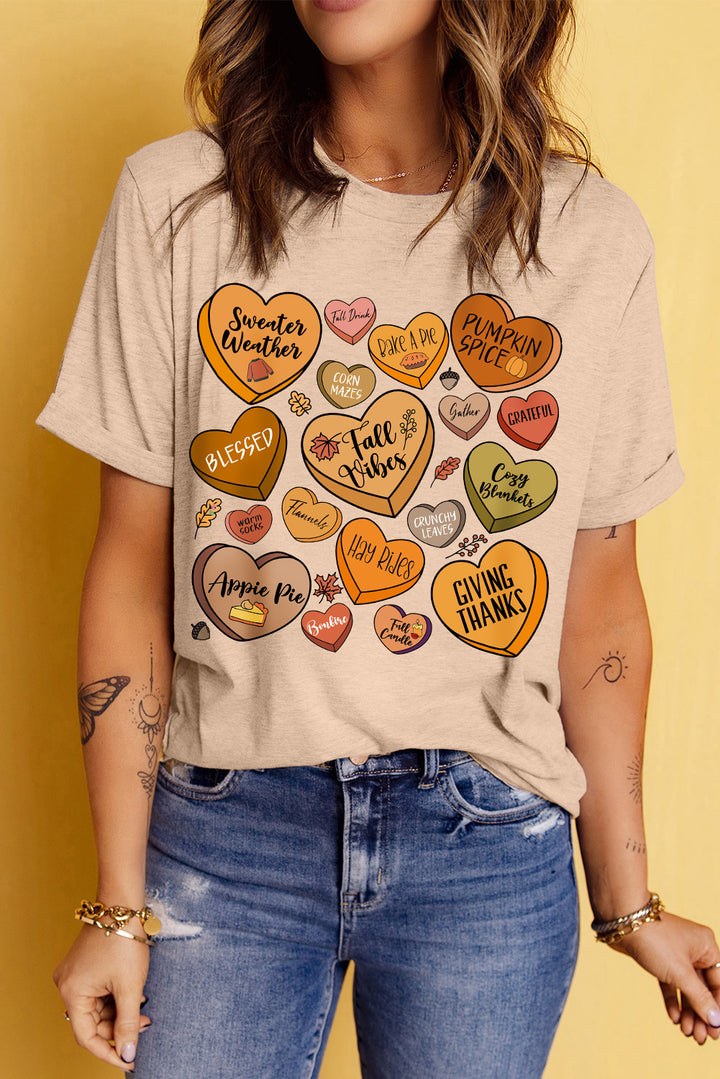 Heart Graphic Round Neck Short Sleeve T-Shirt | Trendsi