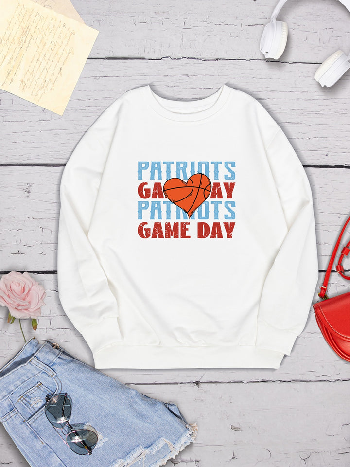 PATRIOTS GAME DAY Round Neck Dropped Shoulder Sweatshirt | Trendsi