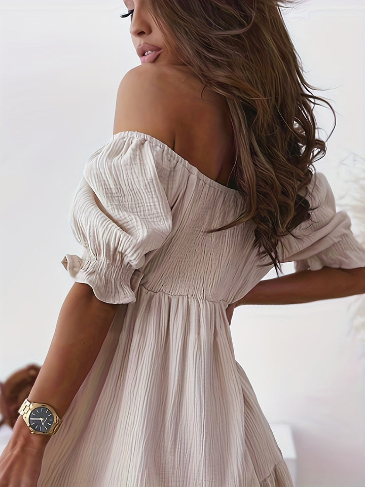 Full Size Ruffled Off-Shoulder Short Sleeve Dress | Trendsi