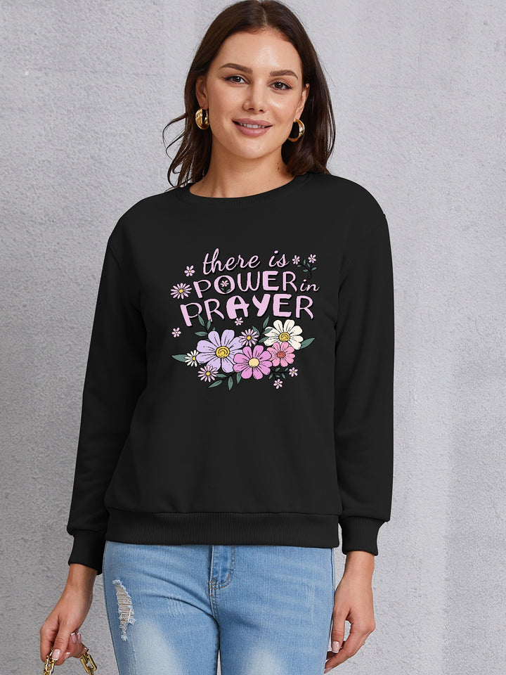 THERE IS POWER PRAYER Round Neck Sweatshirt | Trendsi