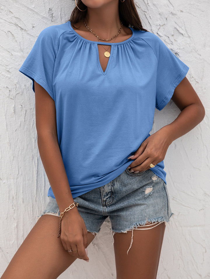 Ivy Lane Cutout Round Neck T-Shirt | Trendsi