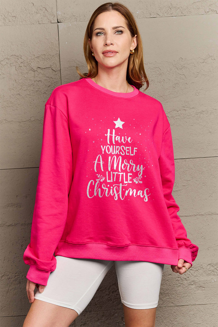 Simply Love Full Size HAVE YOURSELF A MERRY LITTLE CHRISTMAS Round Neck Sweatshirt | Trendsi