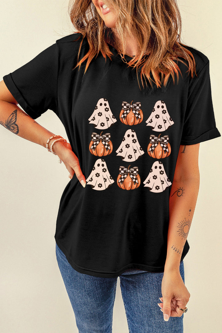 Halloween Graphic Round Neck Short Sleeve T-Shirt | Trendsi