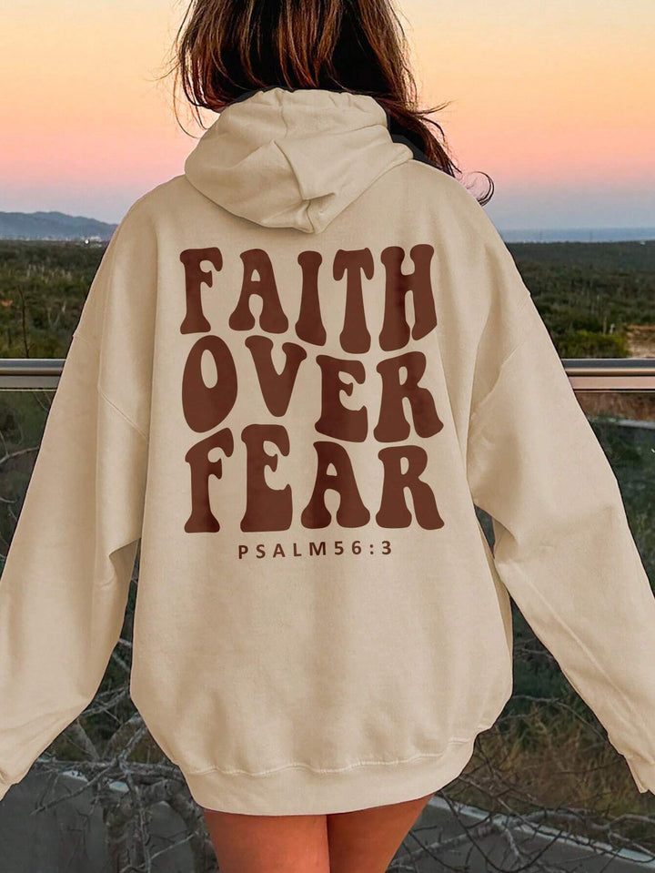 FAITH OVER FEAR Dropped Shoulder Hoodie | Trendsi