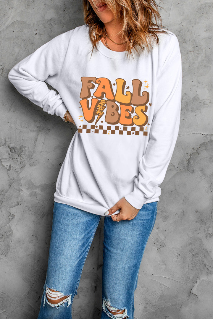 Letter Graphic Round Neck Long Sleeve Sweatshirt | Trendsi