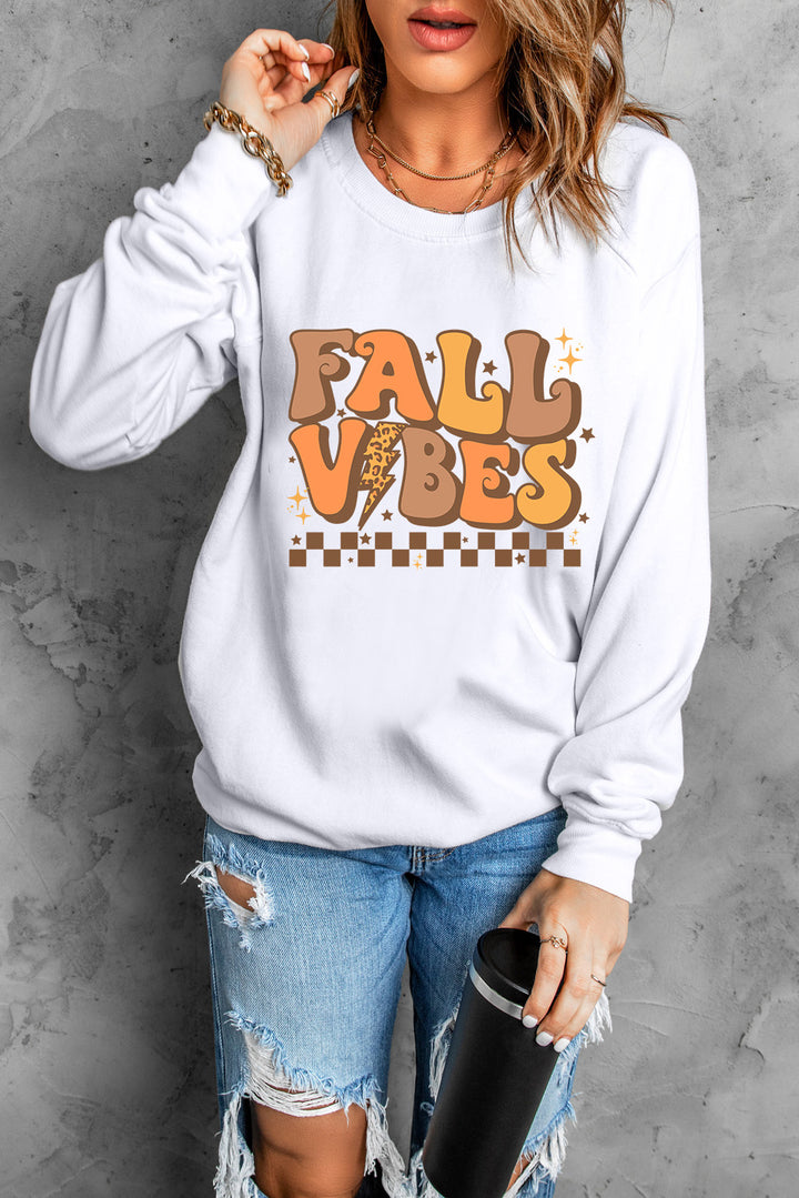 Letter Graphic Round Neck Long Sleeve Sweatshirt | Trendsi