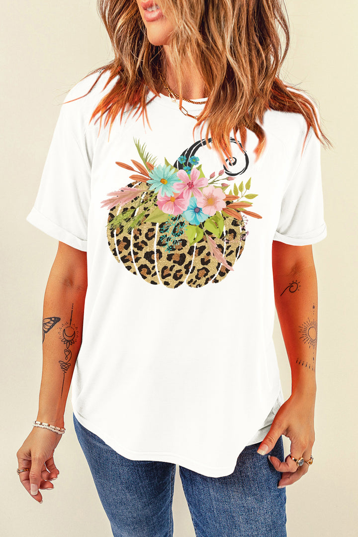 Pumpkin Graphic Round Neck Short Sleeve T-Shirt | Trendsi