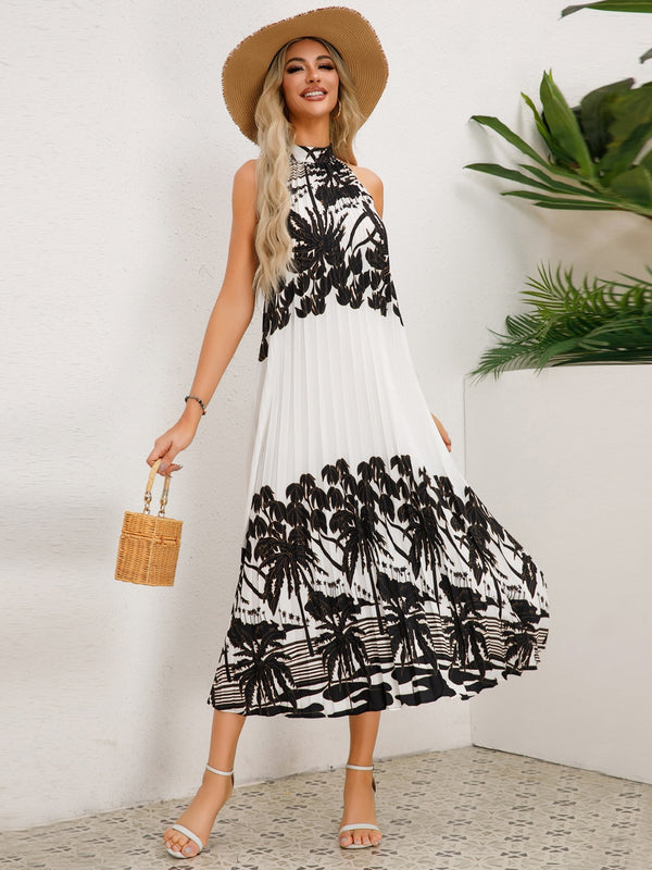 Tied Printed Sleeveless Midi Dress | Trendsi