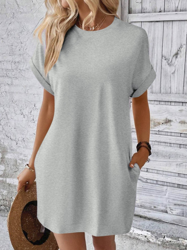 Round Neck Short Sleeve Mini Dress | Trendsi