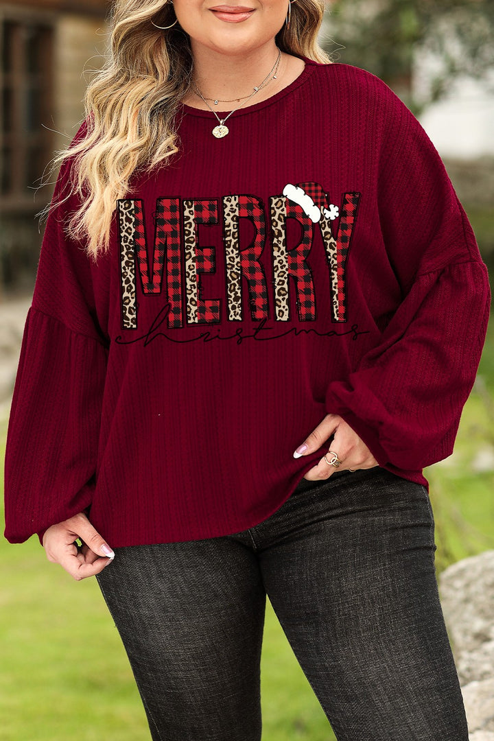 Plus Size MERRY CHRISTMAS Dropped Shoulder Top | Trendsi