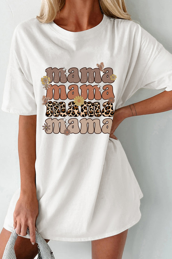 MAMA Round Neck Half Sleeve T-Shirt | Trendsi