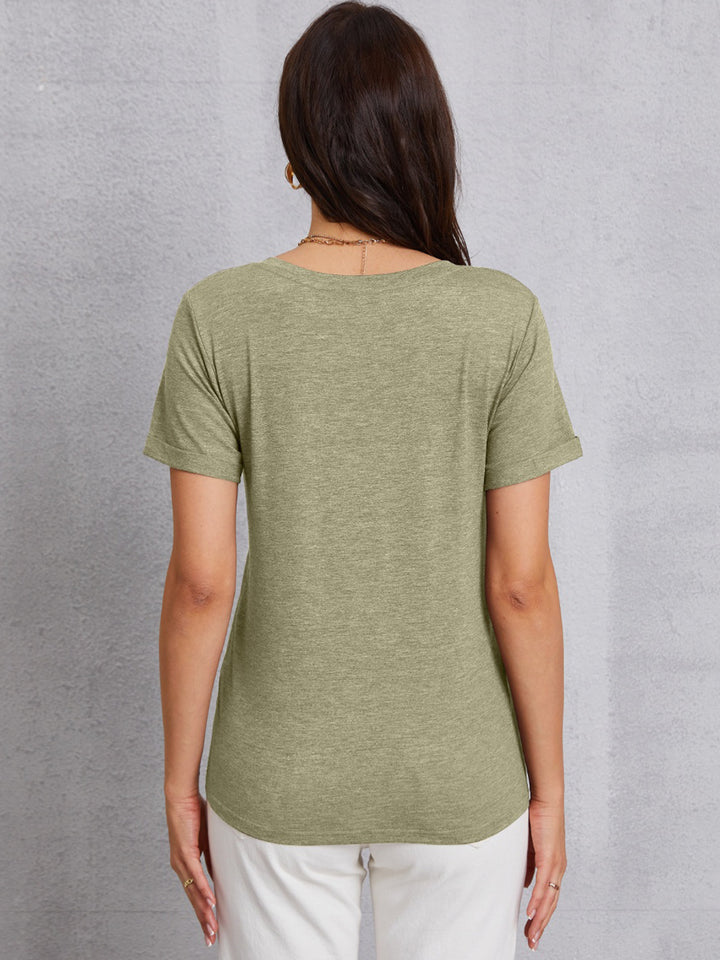 Sunflower V-Neck Short Sleeve T-Shirt | Trendsi