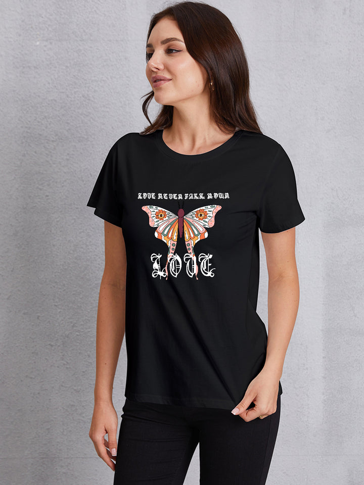 Butterfly Round Neck Short Sleeve T-Shirt | Trendsi