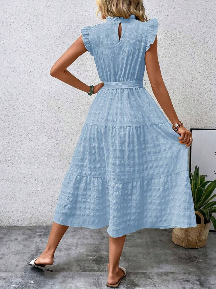 Tied Ruffled Cap Sleeve Midi Dress | Trendsi