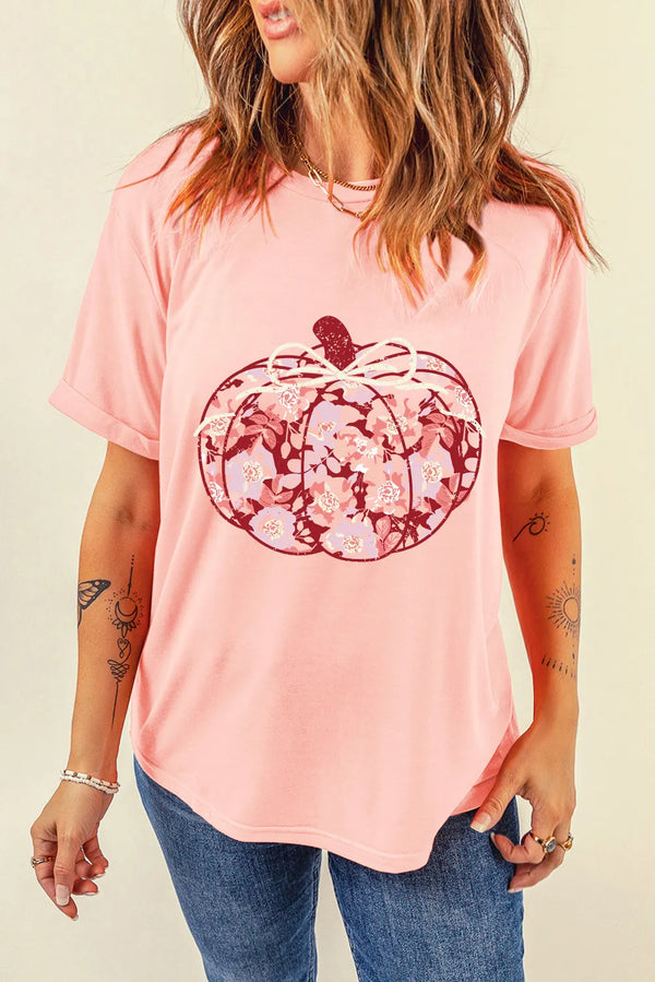 Pumpkin Graphic Round Neck Long Sleeve T-Shirt | Trendsi