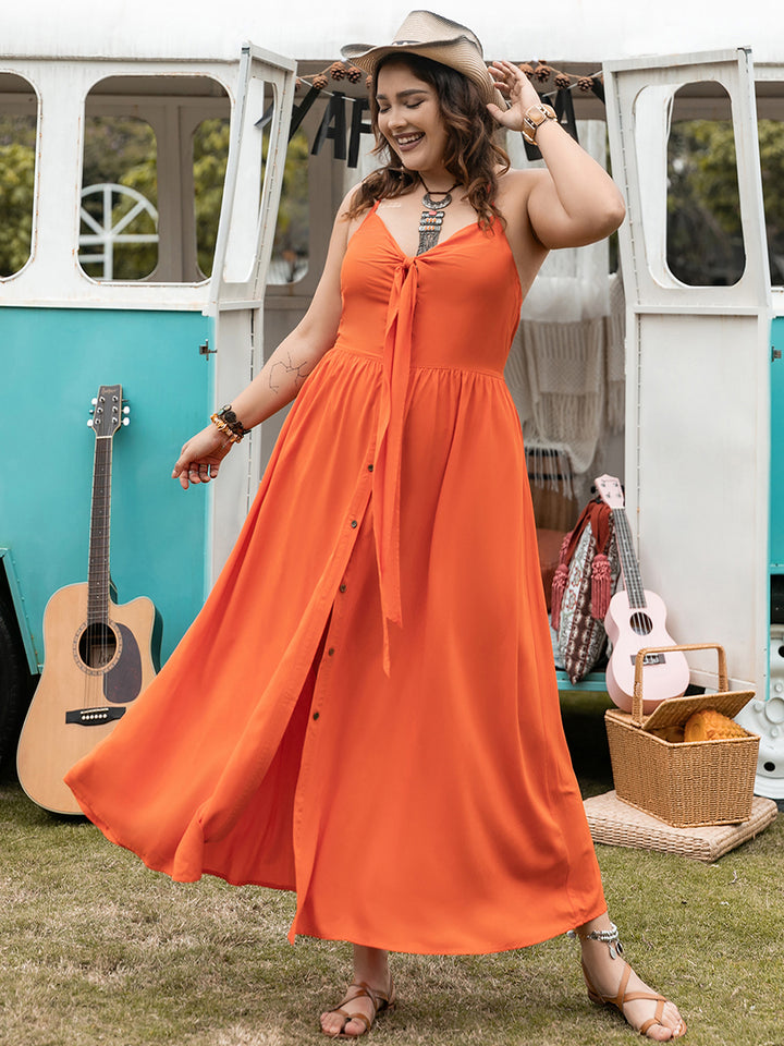 Plus Size Halter Neck Midi Dress | Trendsi