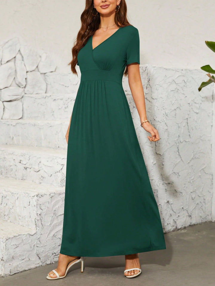 Surplice Short Sleeve Maxi Dress | Trendsi