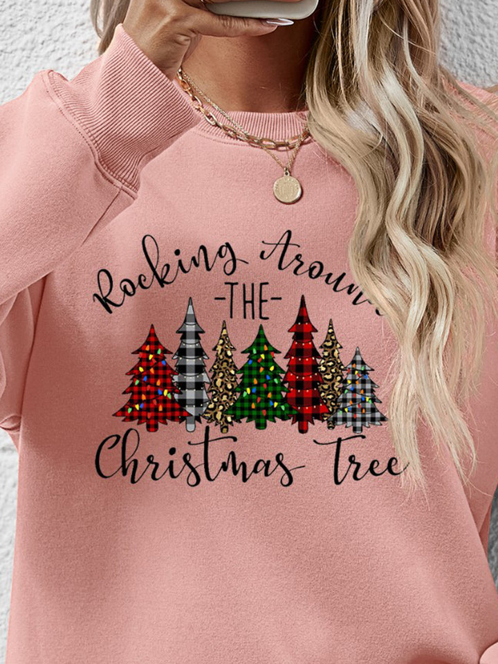 Christmas Tree Graphic Round Neck Sweatshirt | Trendsi