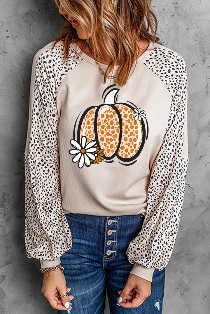 Pumpkin Graphic Round Neck Long Sleeve Top | Trendsi