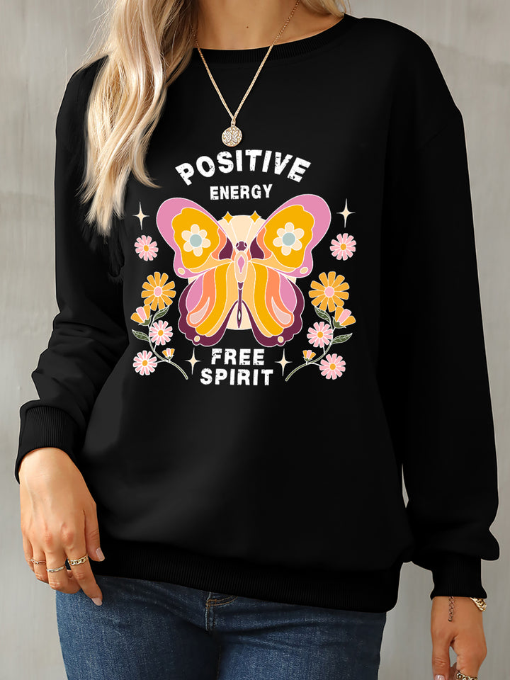 Butterfly Graphic Dropped Shoulder Sweatshirt | Trendsi