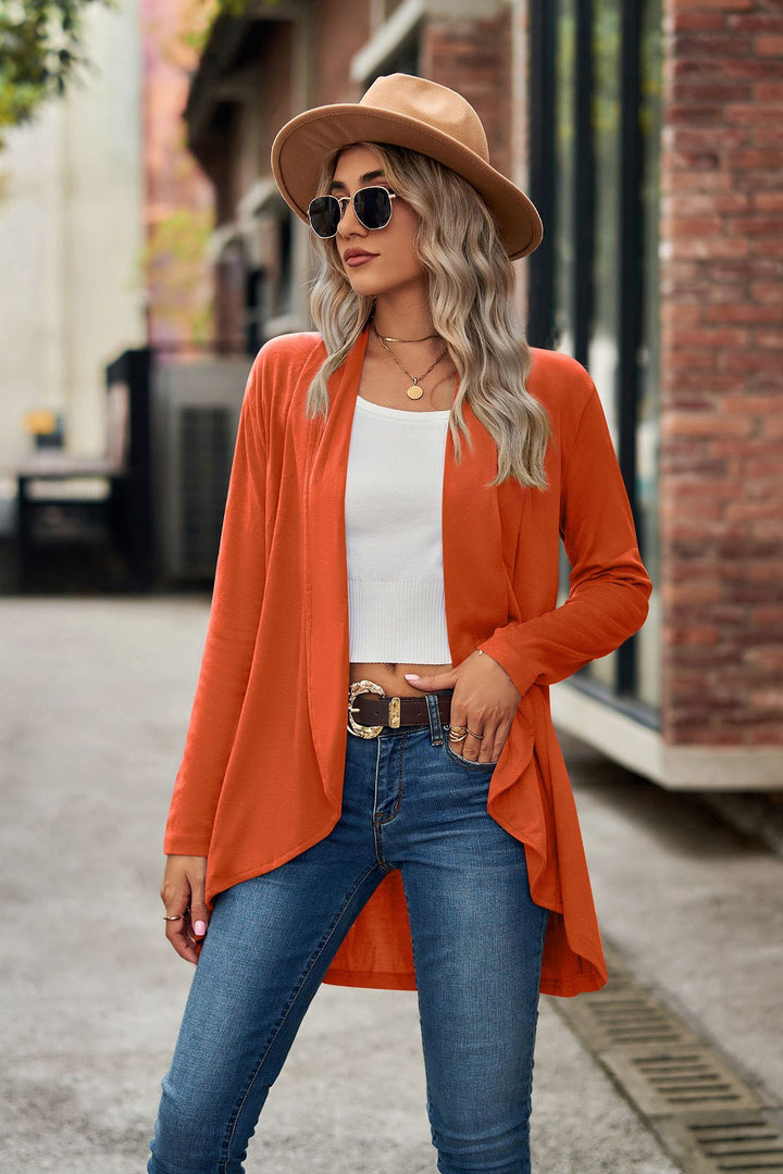 Open Front Long Sleeve Top | Trendsi