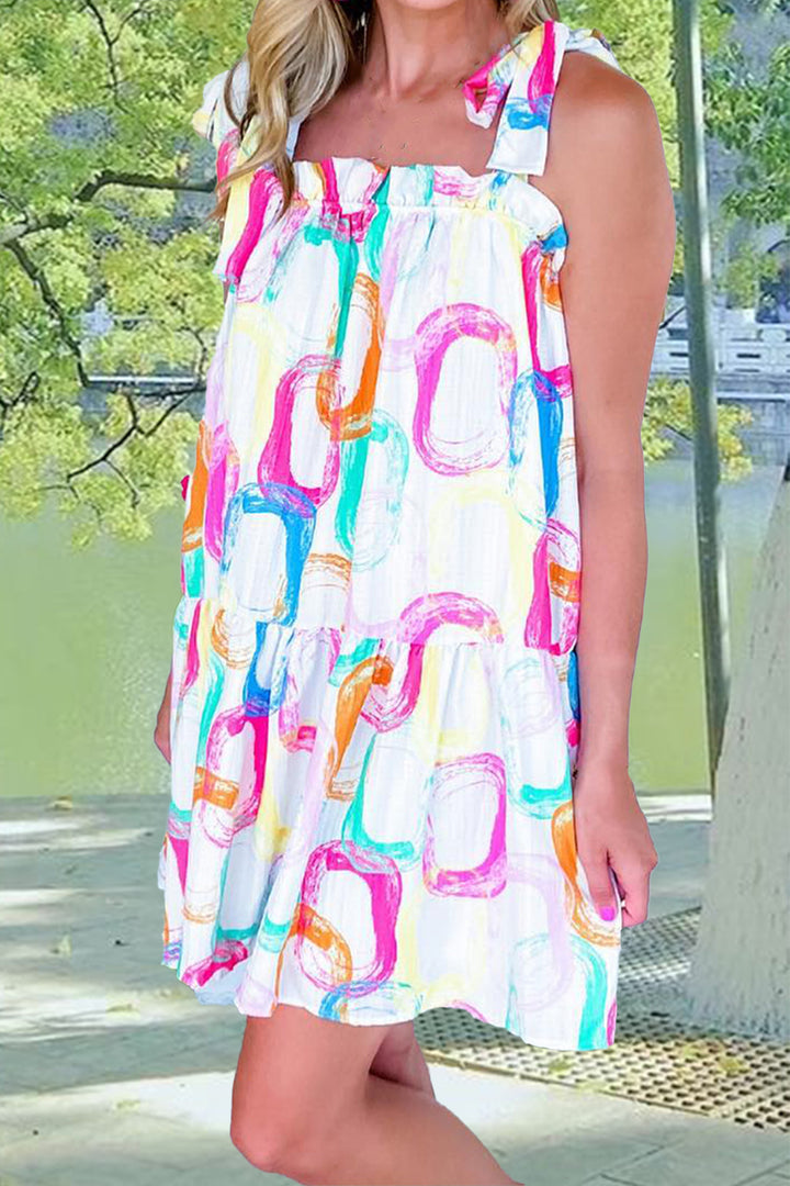 Tied Printed Sleeveless Mini Dress | Trendsi