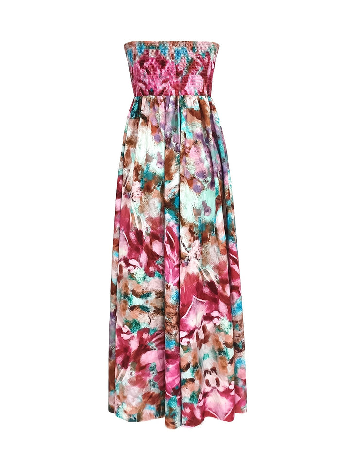 Smocked Printed Sleeveless Maxi Dress | Trendsi