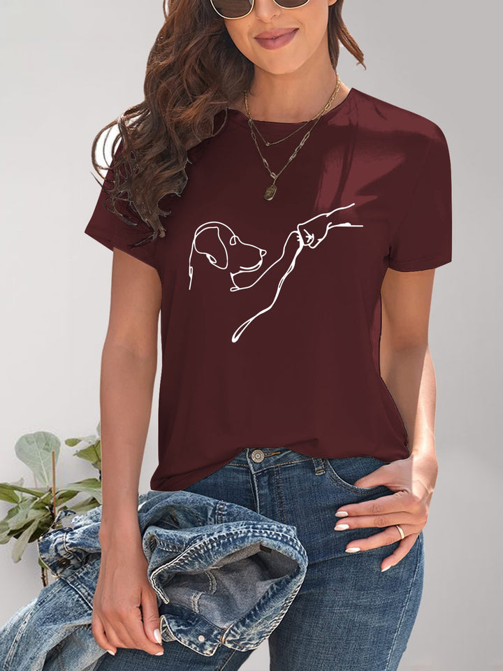 Dog Graphic Round Neck T-Shirt | Trendsi