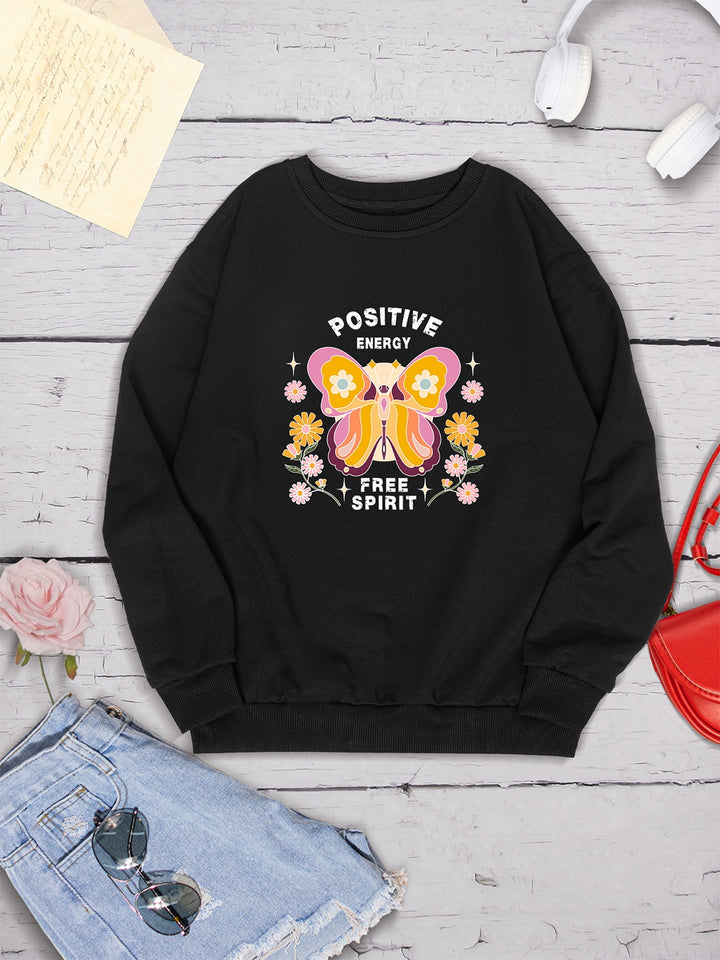 Butterfly Graphic Dropped Shoulder Sweatshirt | Trendsi