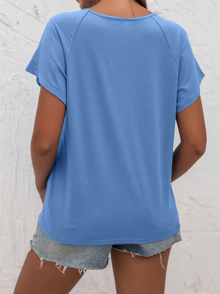 Ivy Lane Cutout Round Neck T-Shirt | Trendsi