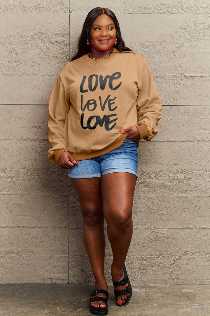 Simply Love Full Size LOVE Round Neck Sweatshirt | Trendsi