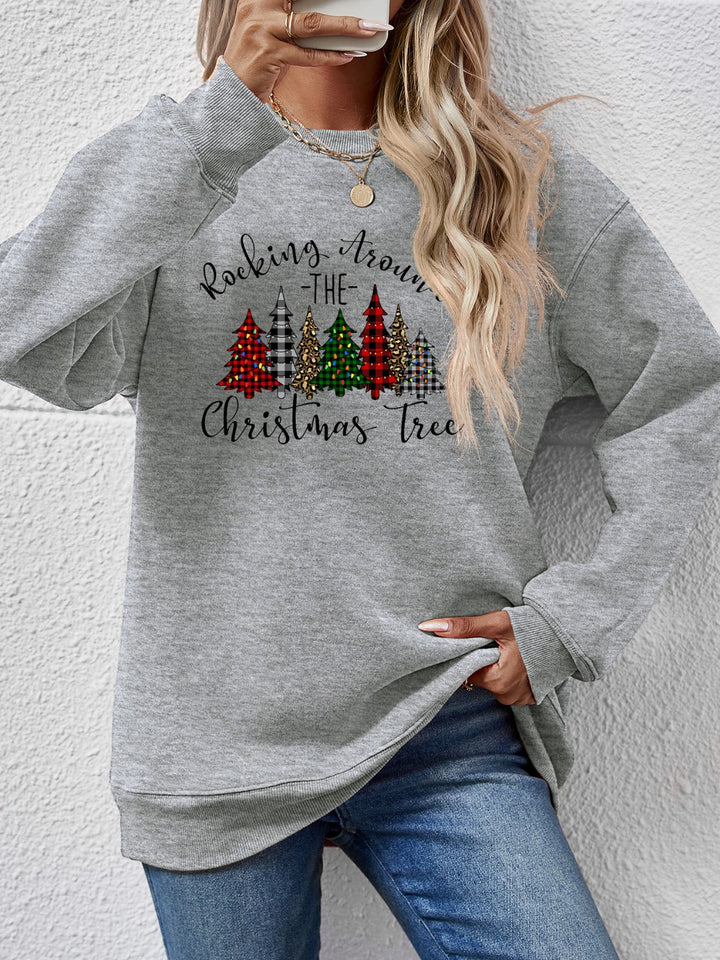 Christmas Tree Graphic Round Neck Sweatshirt | Trendsi