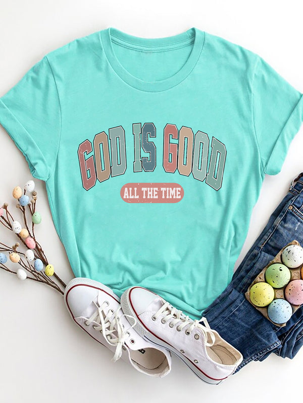GOD IS GOOD ALL THE TIME Round Neck T-Shirt | Trendsi