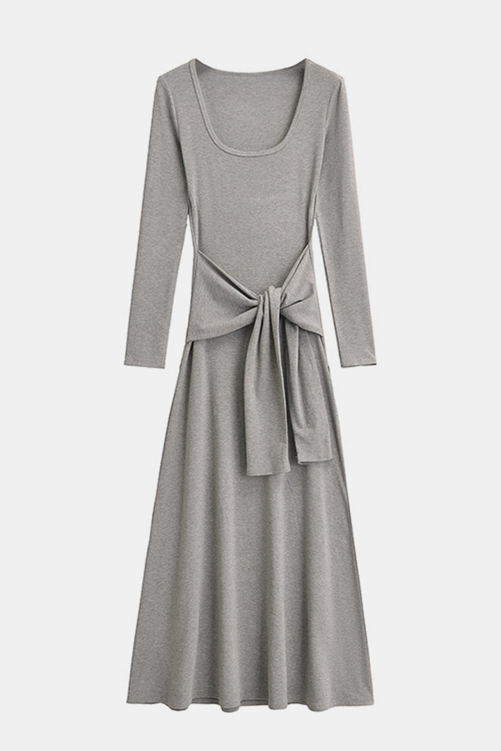 Basic Bae Tied Scoop Neck Long Sleeve Maxi Dress | Trendsi